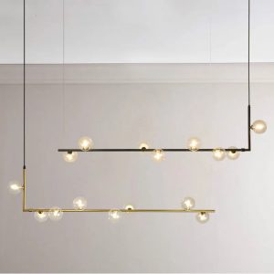Nordic Glass Pendant Lamp – Minimalist Long G9 Light for Dining, Office & Living Spaces