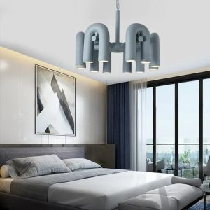 Nordic Macaron U-Shaped LED Chandelier – Creative Pendant Light for Living Room, Kitchen, Office & Loft Spaces