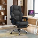 Executive Office Chair – High Back Leather Desk Chair with Footrest & Ergonomic Swivel Design