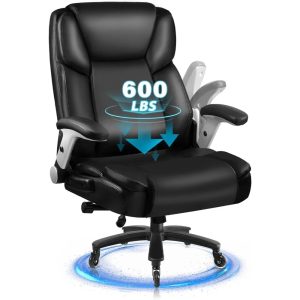 Big and Tall Office Chair – 600lbs Capacity Ergonomic Executive Leather Chair with Adjustable Armrests