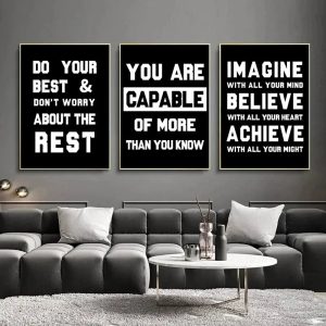 Black & White Inspirational Quote Posters – Minimalist Wall Art for Home & Office
